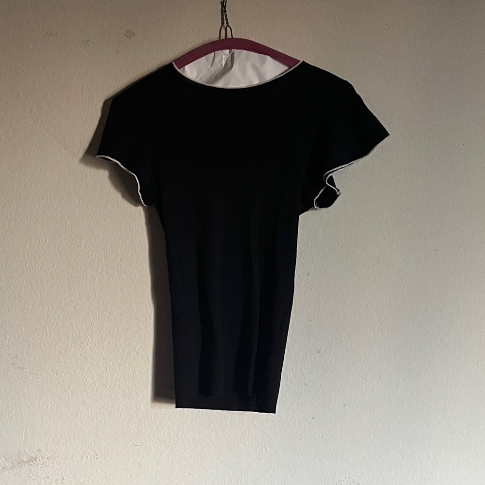 Frame Denim Black Short Sleeve Top